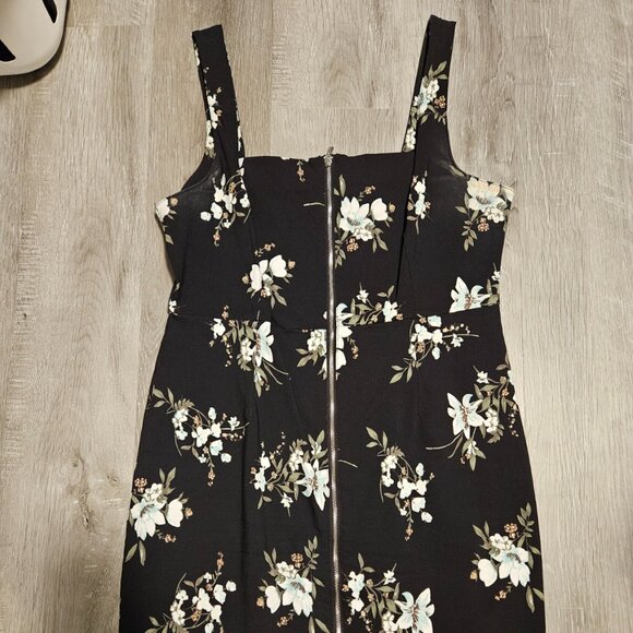 Square Neck Floral Zipper Mini Dress - L - Picture 1 of 4